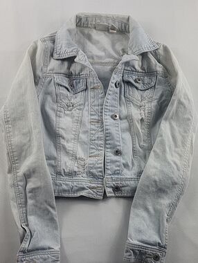 Vintage Mudd Light Wash Distressed Denim Crop Jacket